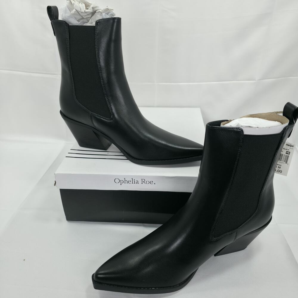 Ophelia Roe Womens 9.5 Black Chelsea Boots Western Pointed Toe Ankle Booties